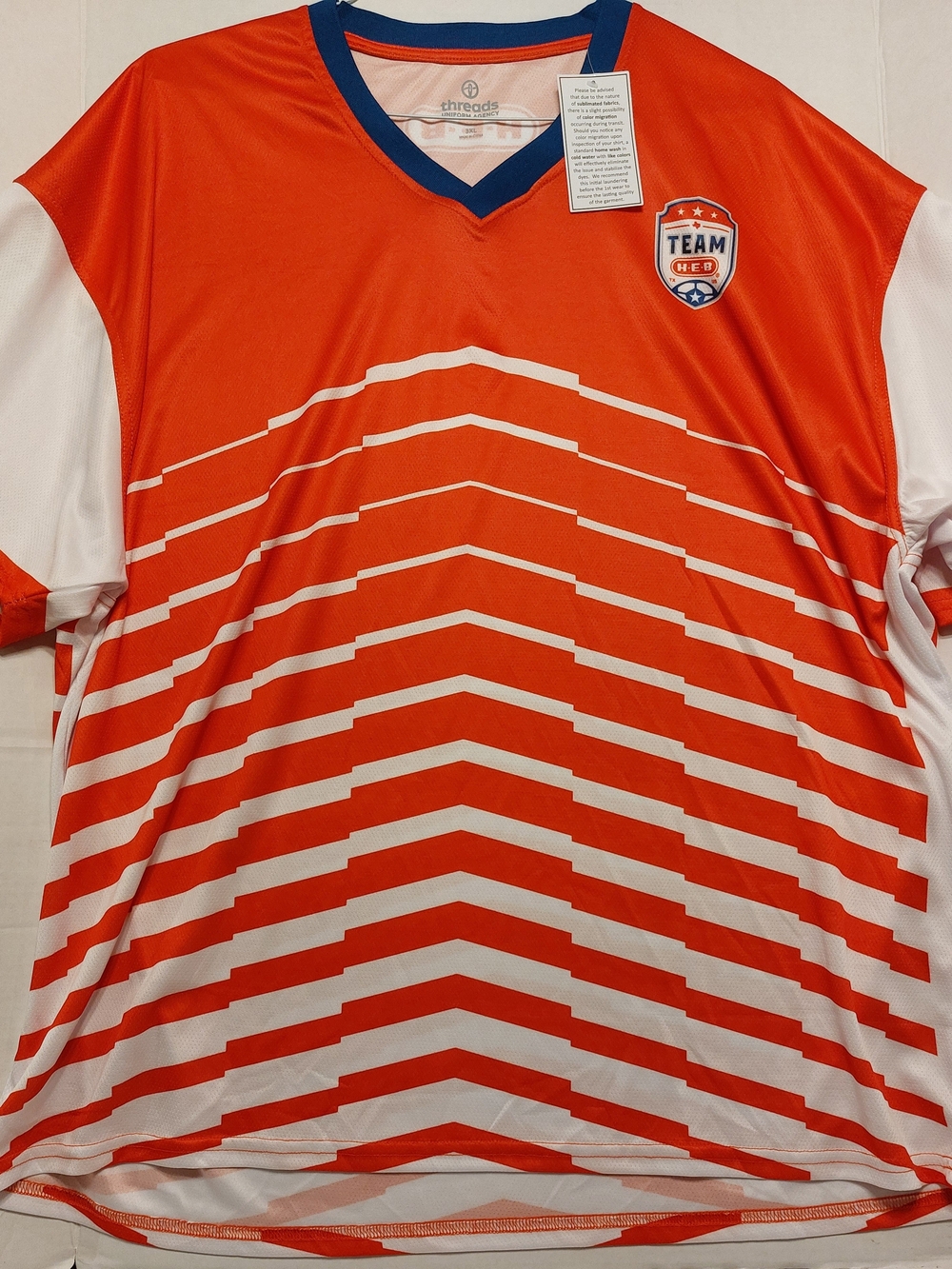 Texas HEB Red & White Soccer Jersey with Chevron Stripe